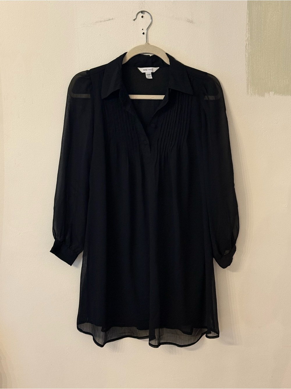 Nine West Black Mini Dress Shirt